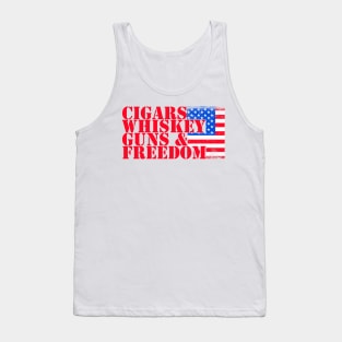 Cigars, Whiskey, Guns and Freedom - in patriotic red white and blue ! Tank Top